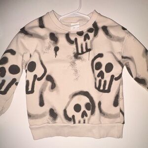 Kids Zara Beige Sweatshirt with Black Skull Design